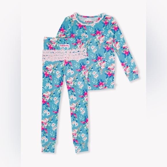 Ruffle Butts Fancy Me Floral 3T Toddler Ruffle Long Sleeve Pajama Set Bamboo NWT - Picture 13 of 13
